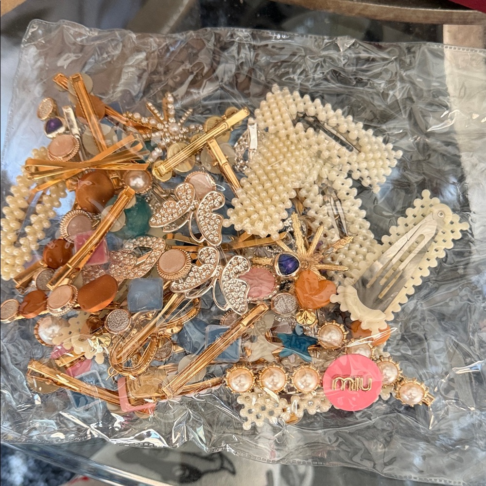 Assorted Decorative Hair Clips with Pearls & Gold Accents